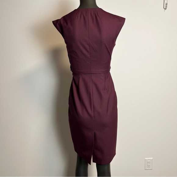 ⚪️ 🐑 J Crew / wool v neck midi dress burgundy wine 00 - Picture 10 of 11